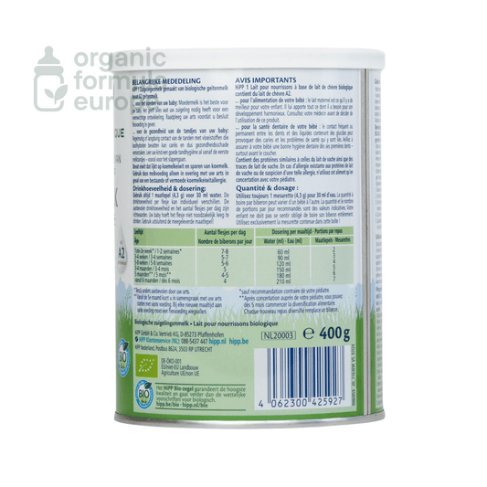 HiPP Dutch Goat Formula - Stage 1 - Organic Formula Europe