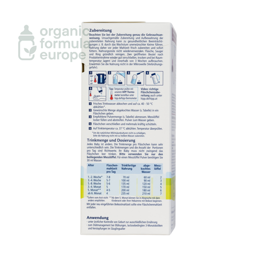 HiPP Comfort German Formula all stages packaging