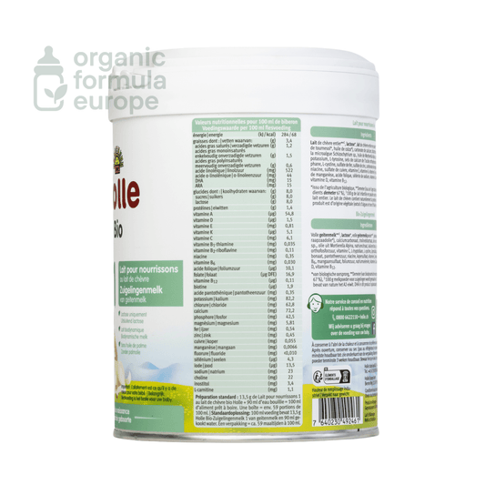 Holle Goat Dutch Formula - Stage 1 - Organic Formula Europe