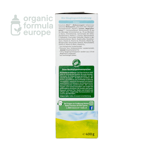 Holle Organic Baby Formula Stage 1 packaging