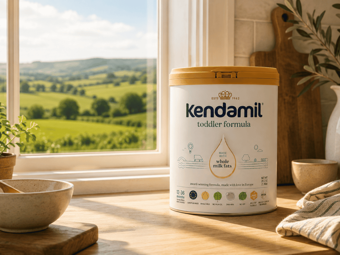 Kendamil formula with green countryside