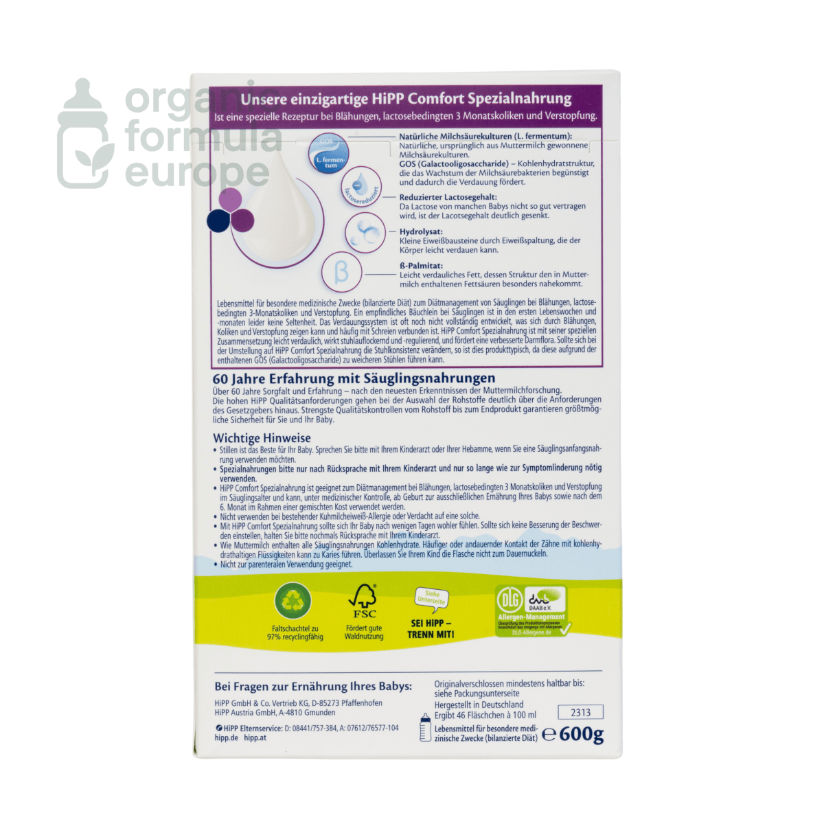 HiPP Comfort Formula - All Stages - Organic Formula Europe