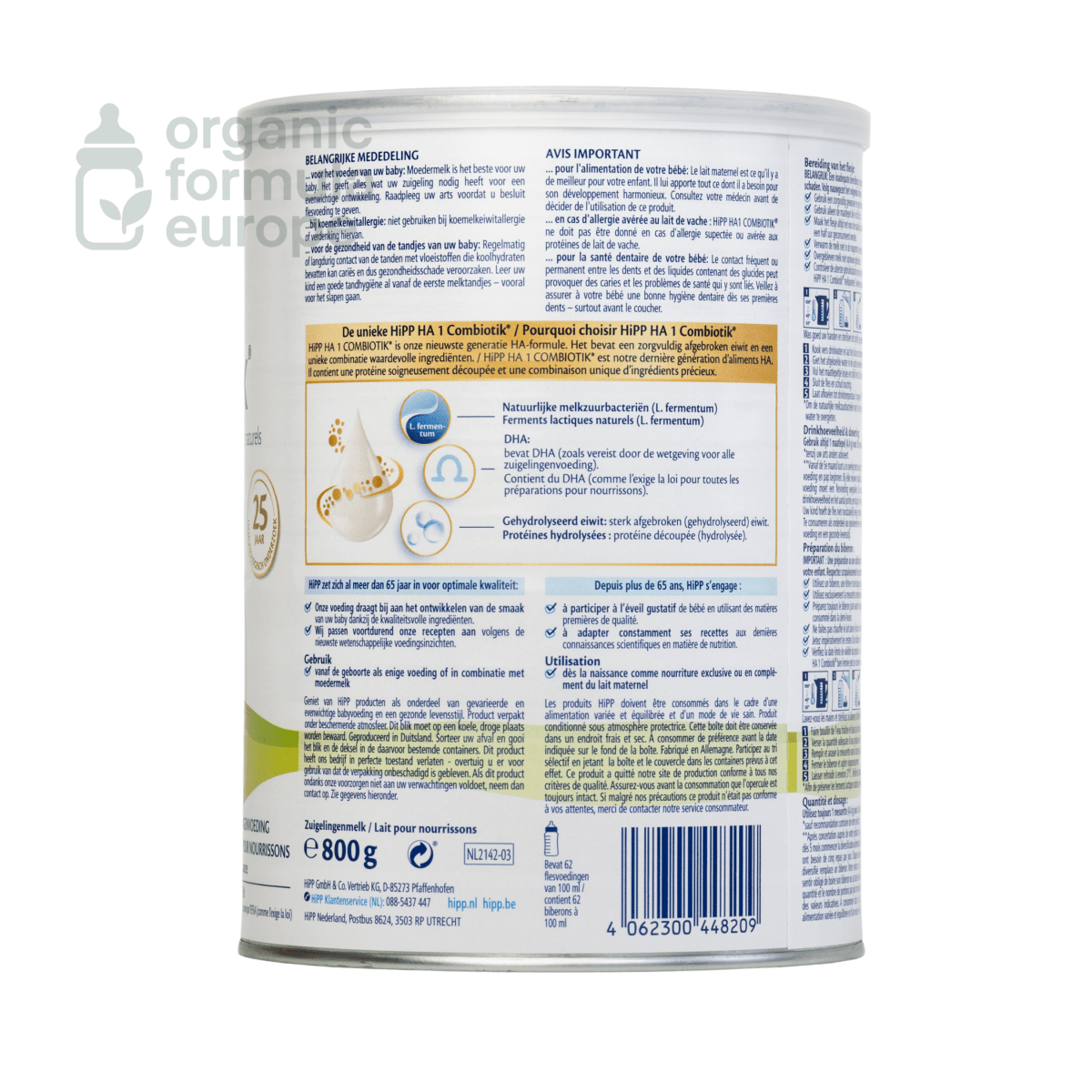 HiPP Dutch Hypoallergenic Formula - Stage 1 - Organic Formula Europe