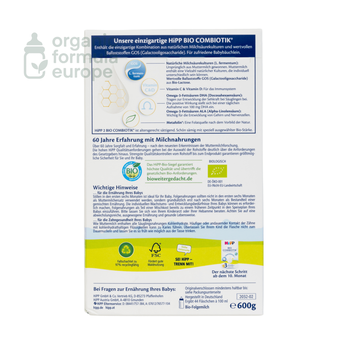 HiPP Organic Baby Formula - Stage 2 - Organic Formula Europe