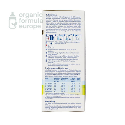 HiPP German Organic Formula Stage Pre packaging