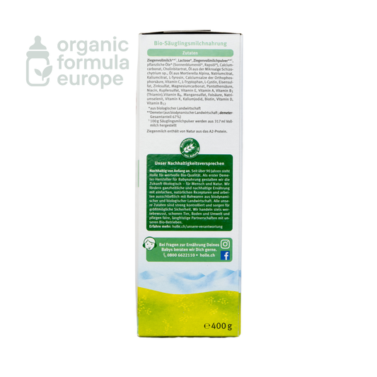 Holle Organic Goat Formula Stage 1 packaging
