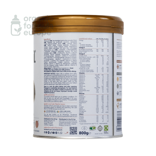 Kendamil Goat Formula - Stage 1 - Organic Formula Europe