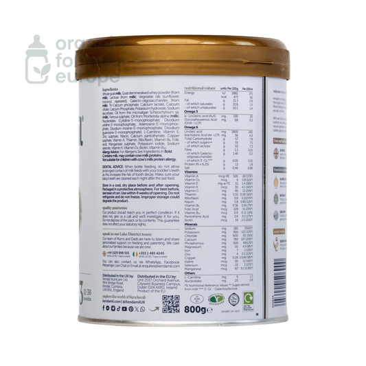 Kendamil Goat Formula - Stage 3 - Organic Formula Europe