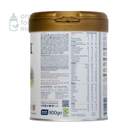 Kendamil Organic Formula Stage 1 packaging